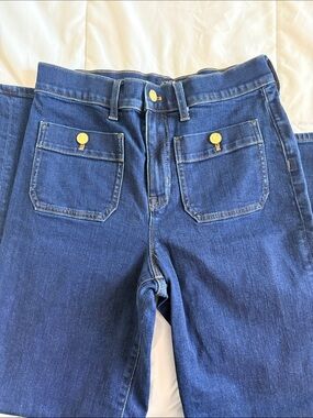J.Crew Factory Dark Wash Slim Wide Leg Jeans Women’s Size 28 Gold Buttons